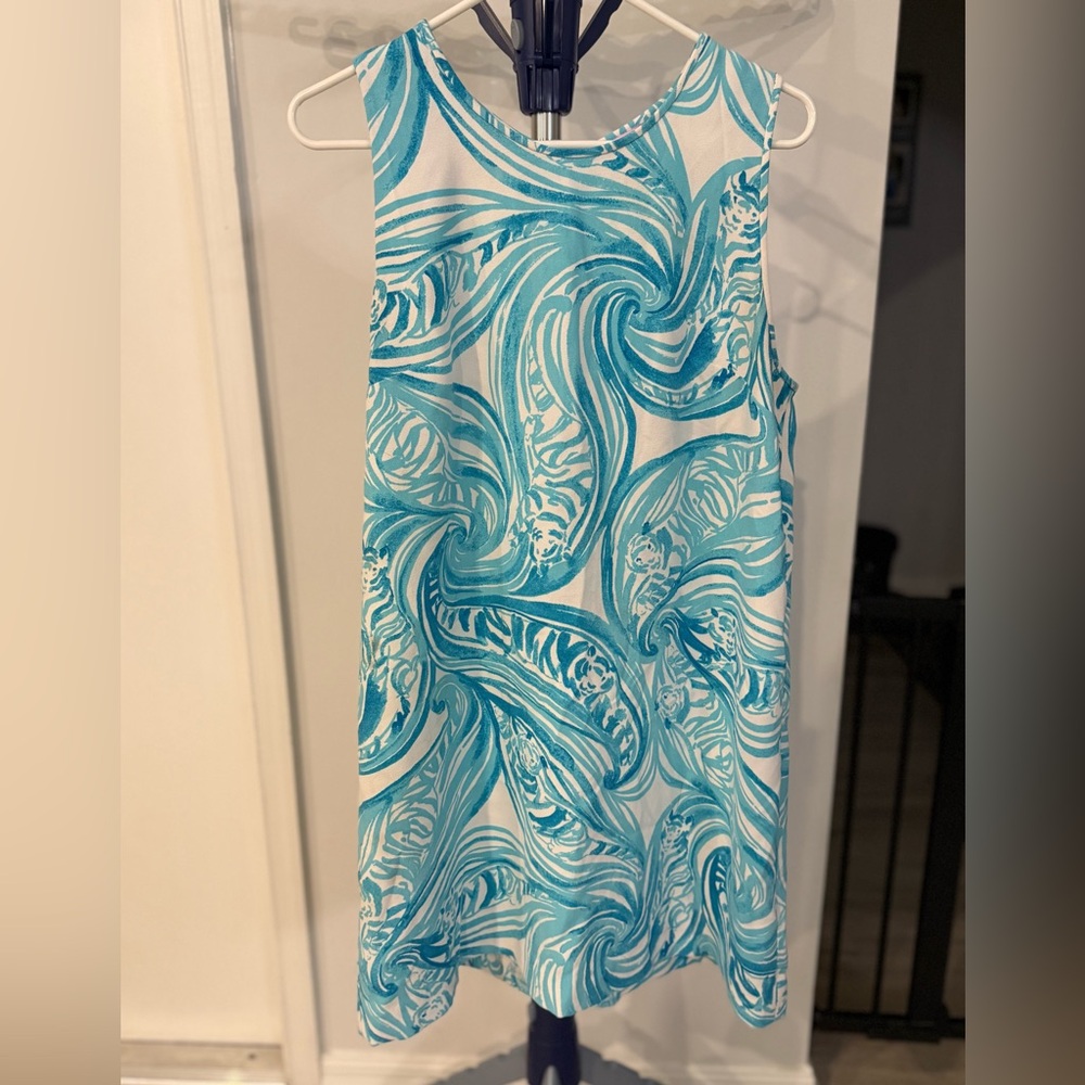 Lilly Pulitzer Zipped Turquoise Shift Dress Size Large